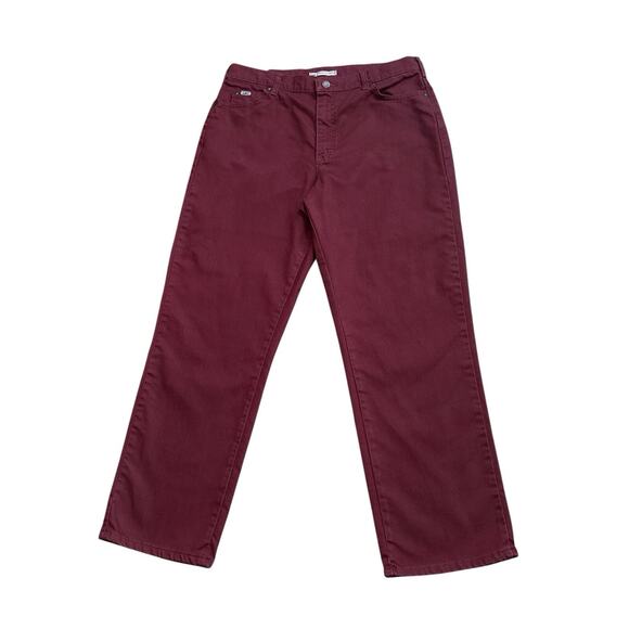 LEE Womens Size 14 Short Maroon Red Relaxed Straight Leg Jeans 29.5" Inseam - Picture 1 of 7